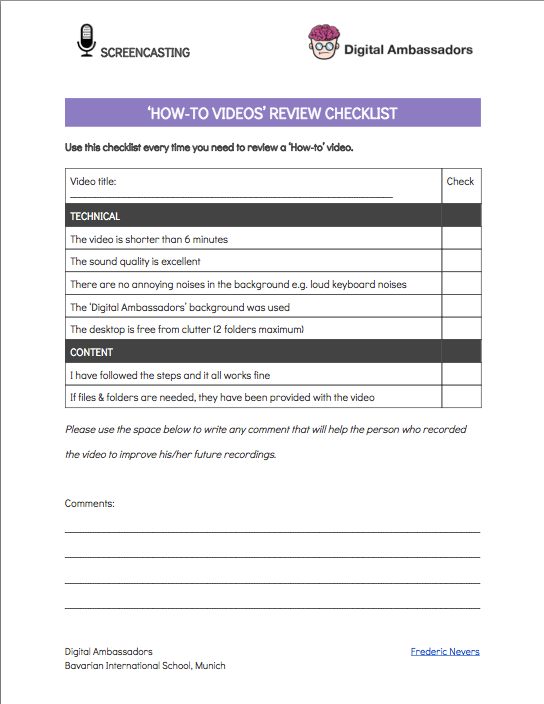 Recording review checklist Recording review checklist