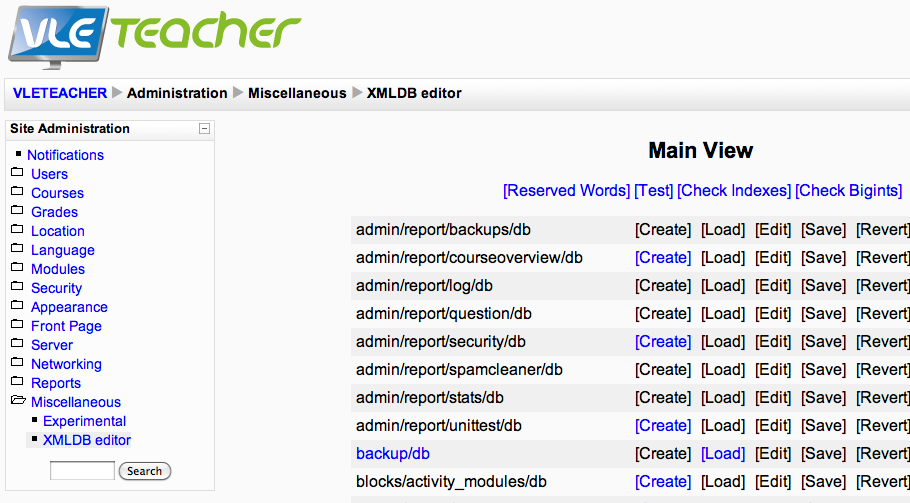 Moodle XMLDB Editor Moodle XMLDB Editor