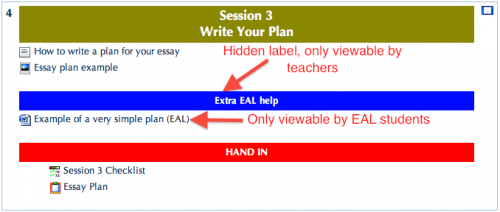 Hidden label and groups