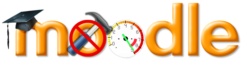 A Moodle logo, with the letters O replaced with a hammer and a speedometer.
