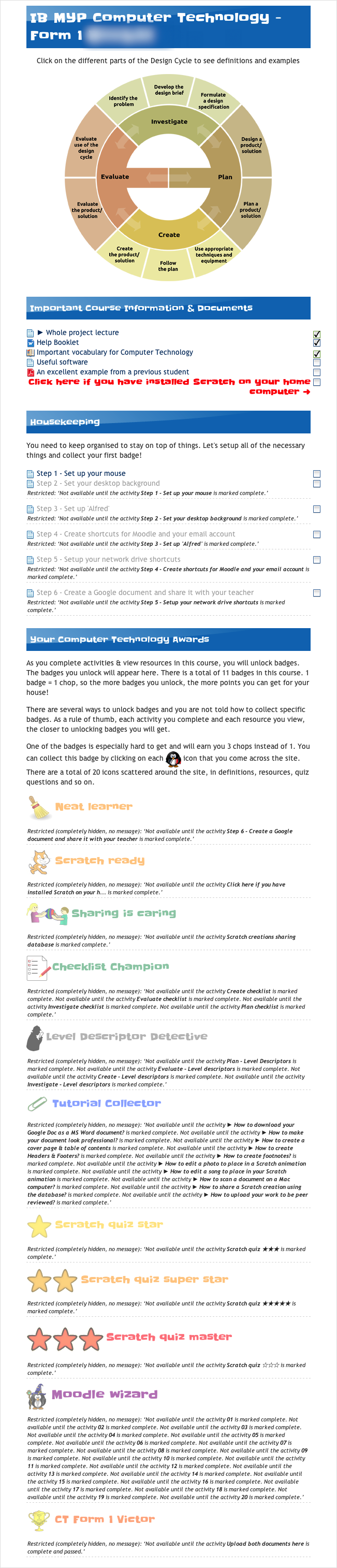 Gamified Moodle course