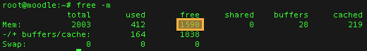 free -m command for Moodle
