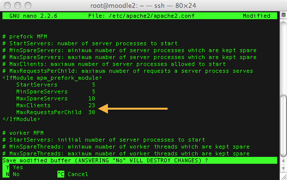 Apache configuration file MaxClients