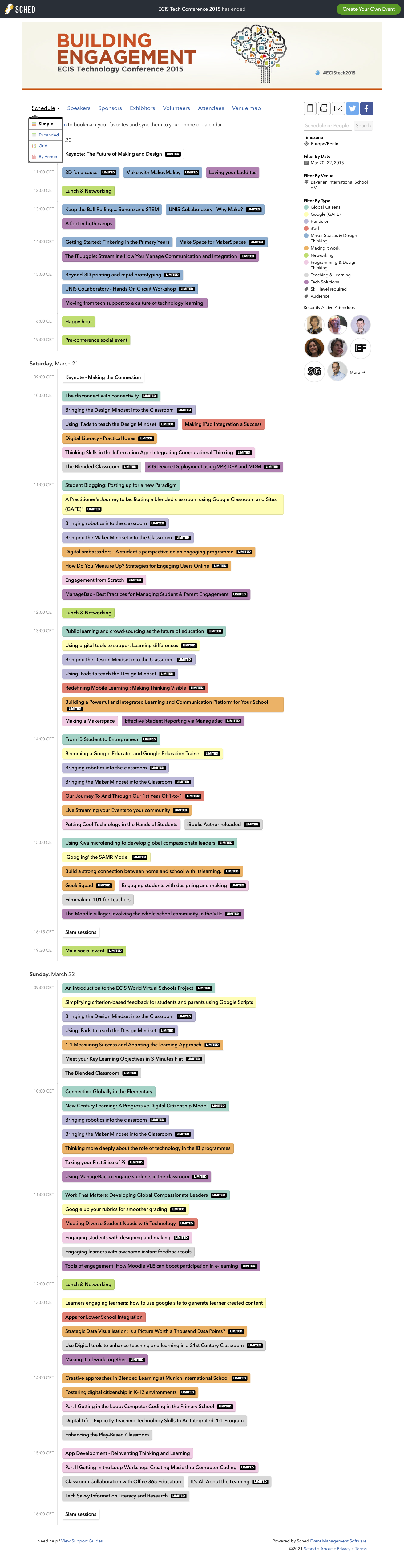 ECIS Technology Conference 2015 schedule